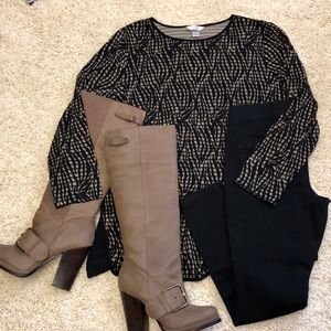 C.J. Banks Tunic, Brown, beige, tan and black-EUC